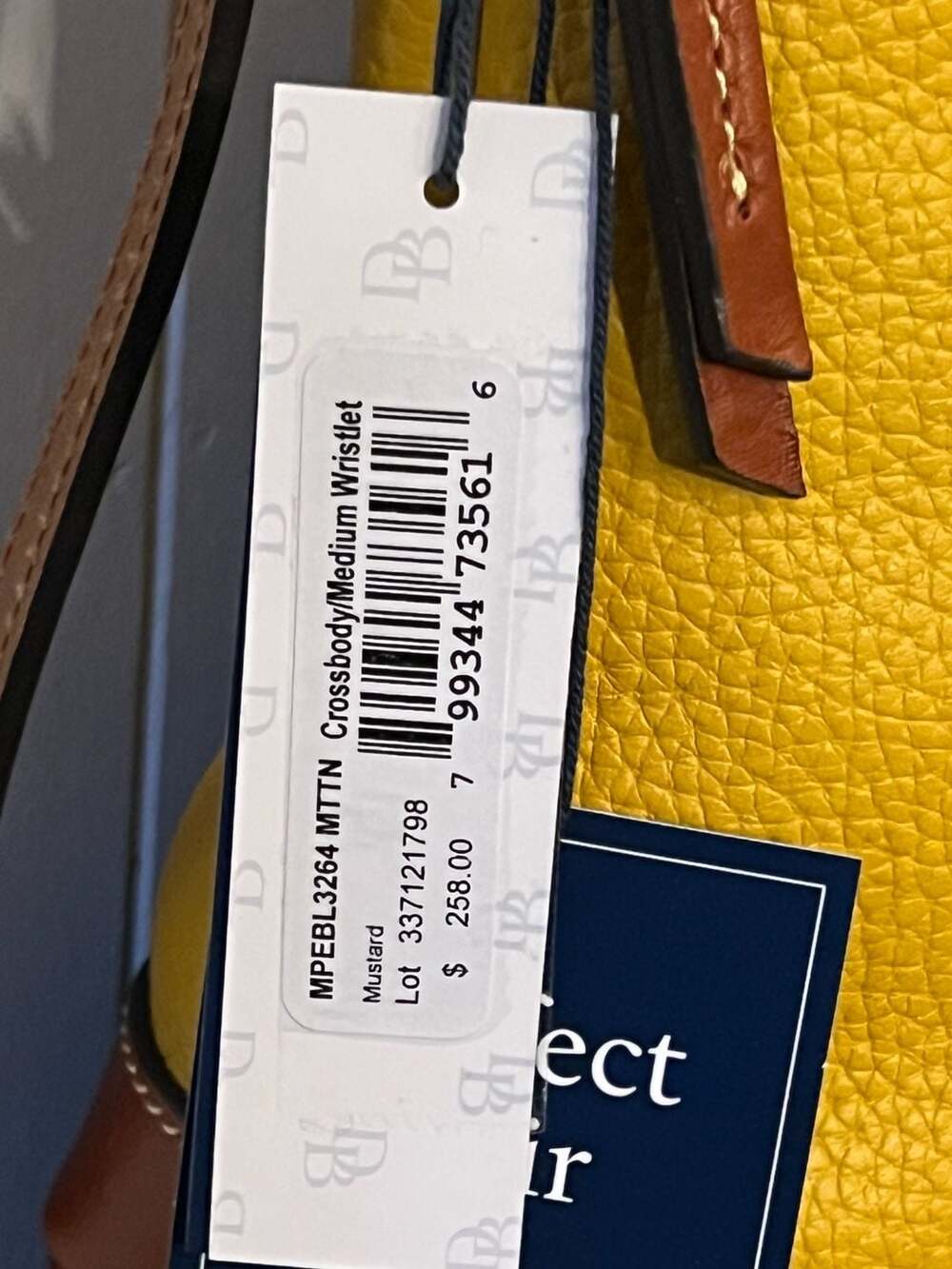 Dooney & Bourke NEW Mustard Yellow Pebble Leather Large Crossbody Purse and Matc - Picture 5 of 15